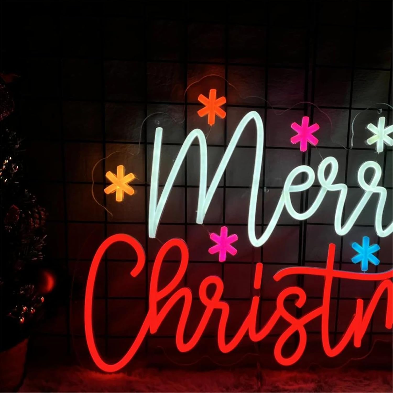Merry Christmas Neon Sign with - đánh giá và giá Wall Decor Lighting Tree