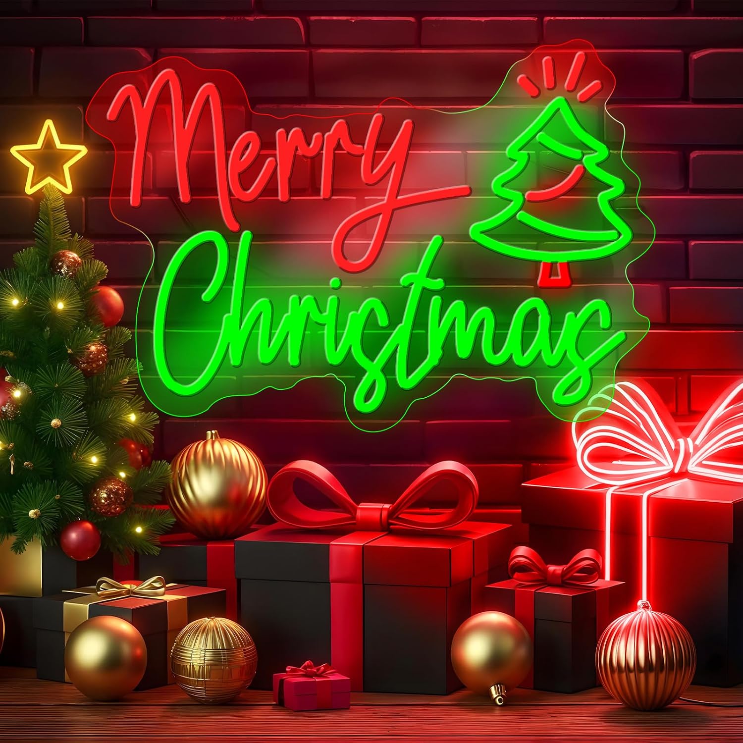 LED Neon Sign Merry Christmas  - đánh giá và giá Wall Decor Lighting Tree