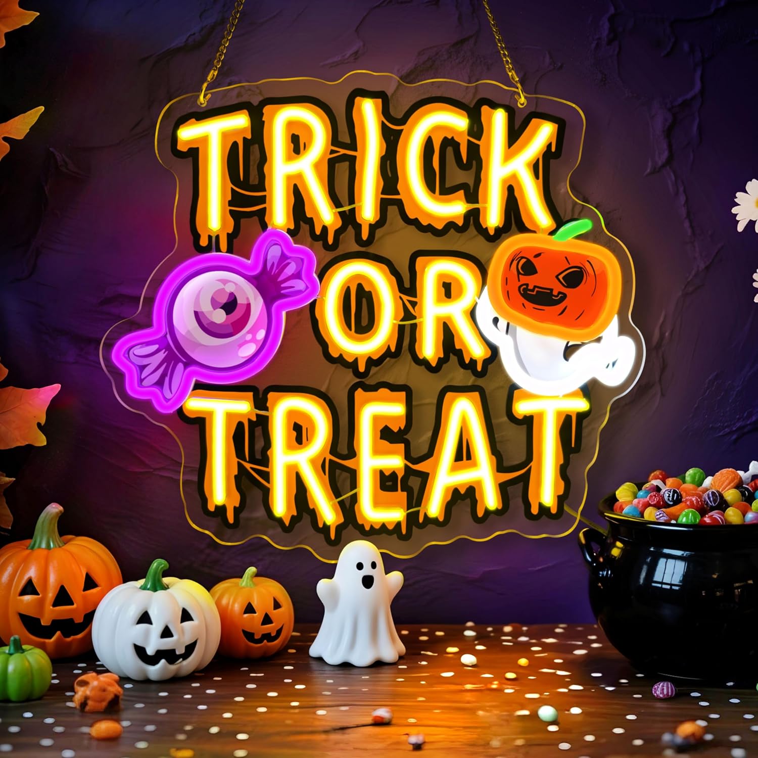 Trick Or Treat LED Neon Sign U - đánh giá và giá Home Decor Lighting Tricks