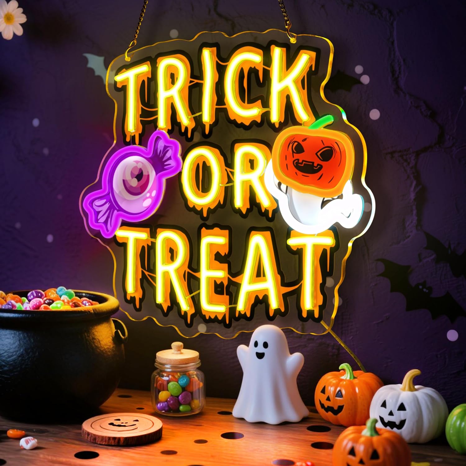 Trick Or Treat LED Neon Sign U - đánh giá và giá Home Decor Lighting Tricks
