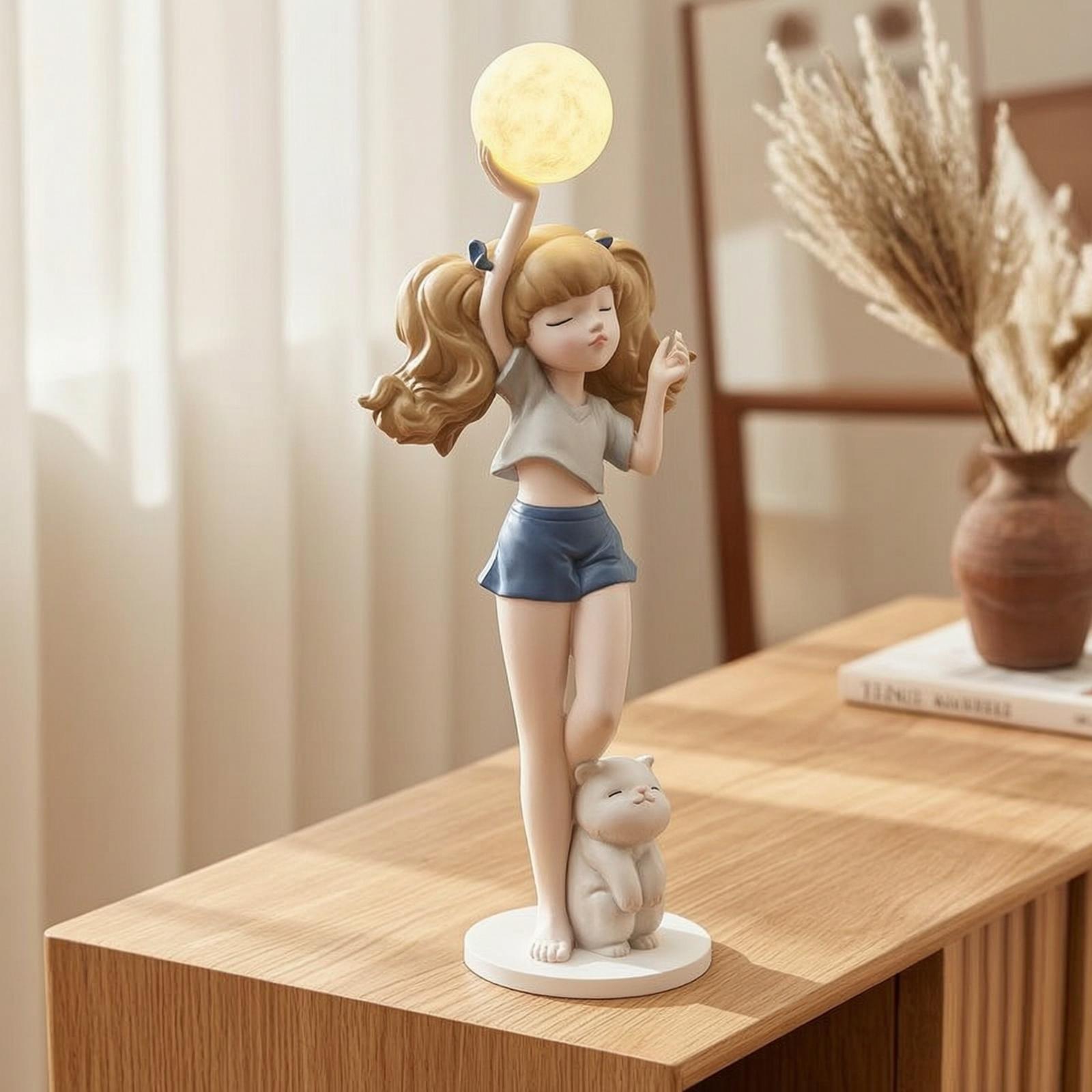 Elegant Girl Figurine Lamp wit - đánh giá và giá Lighting Decor For Living Room