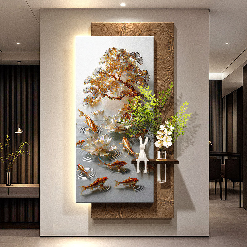 Nine Fish Gathering Wealth Pic - đánh giá và giá Wall Decor Lighting Tree