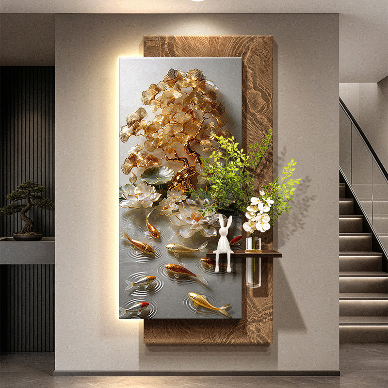 Nine Fish Gathering Wealth Pic - đánh giá và giá Wall Decor Lighting Tree
