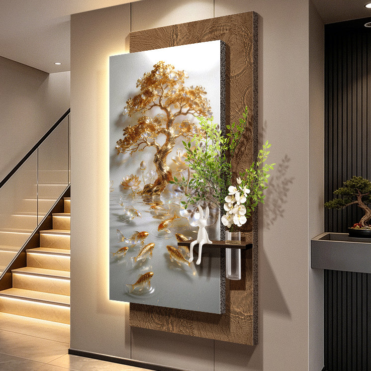 Nine Fish Gathering Wealth Pic - đánh giá và giá Wall Decor Lighting Tree