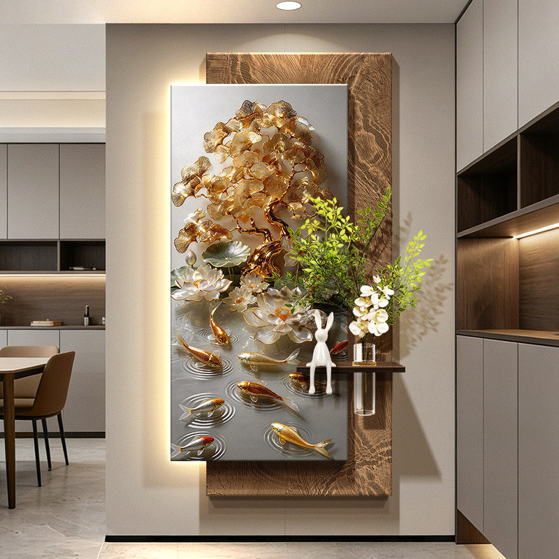 Nine Fish Gathering Wealth Pic - đánh giá và giá Wall Decor Lighting Tree