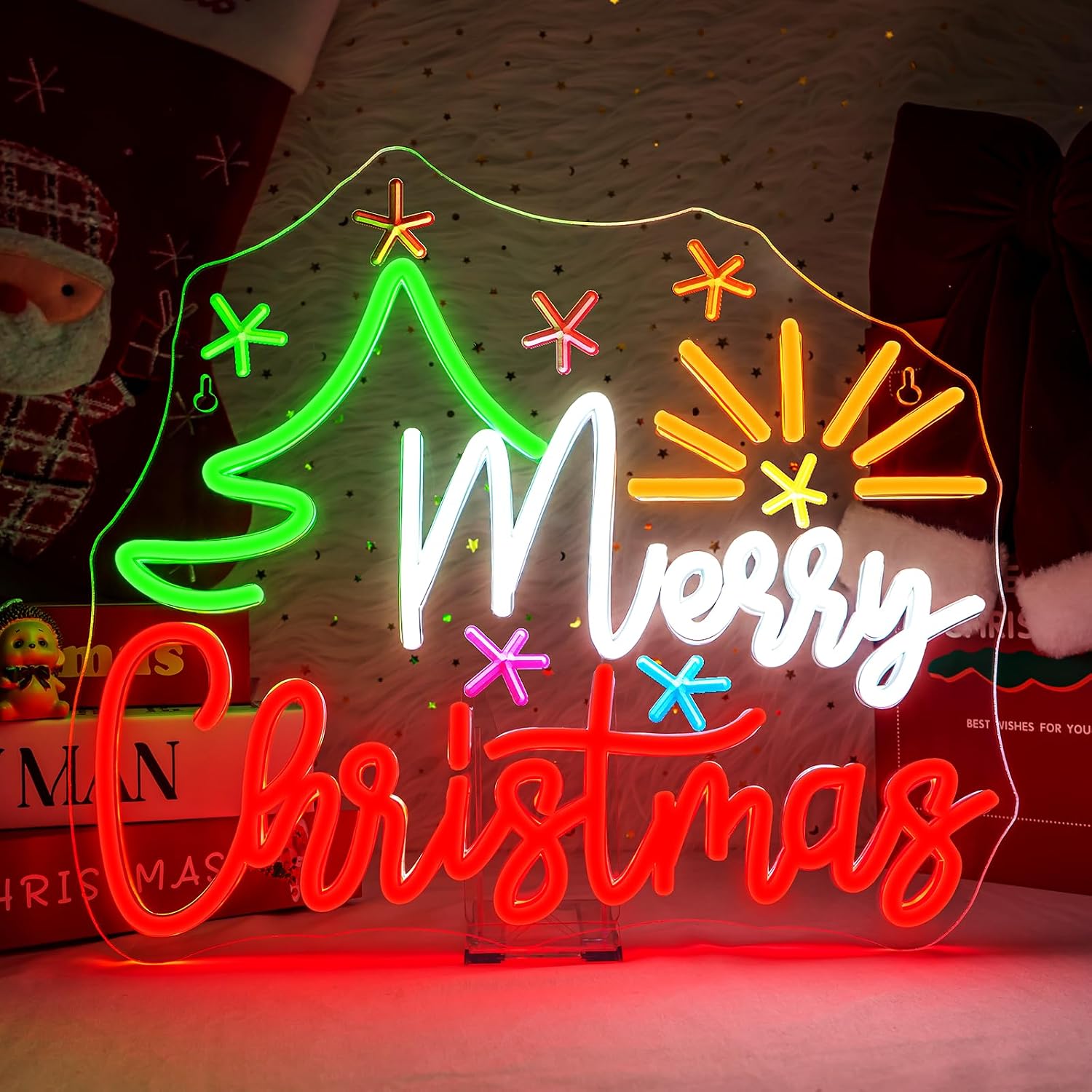 LED Neon Sign Merry Christmas  - đánh giá và giá Wall Decor Lighting Tree