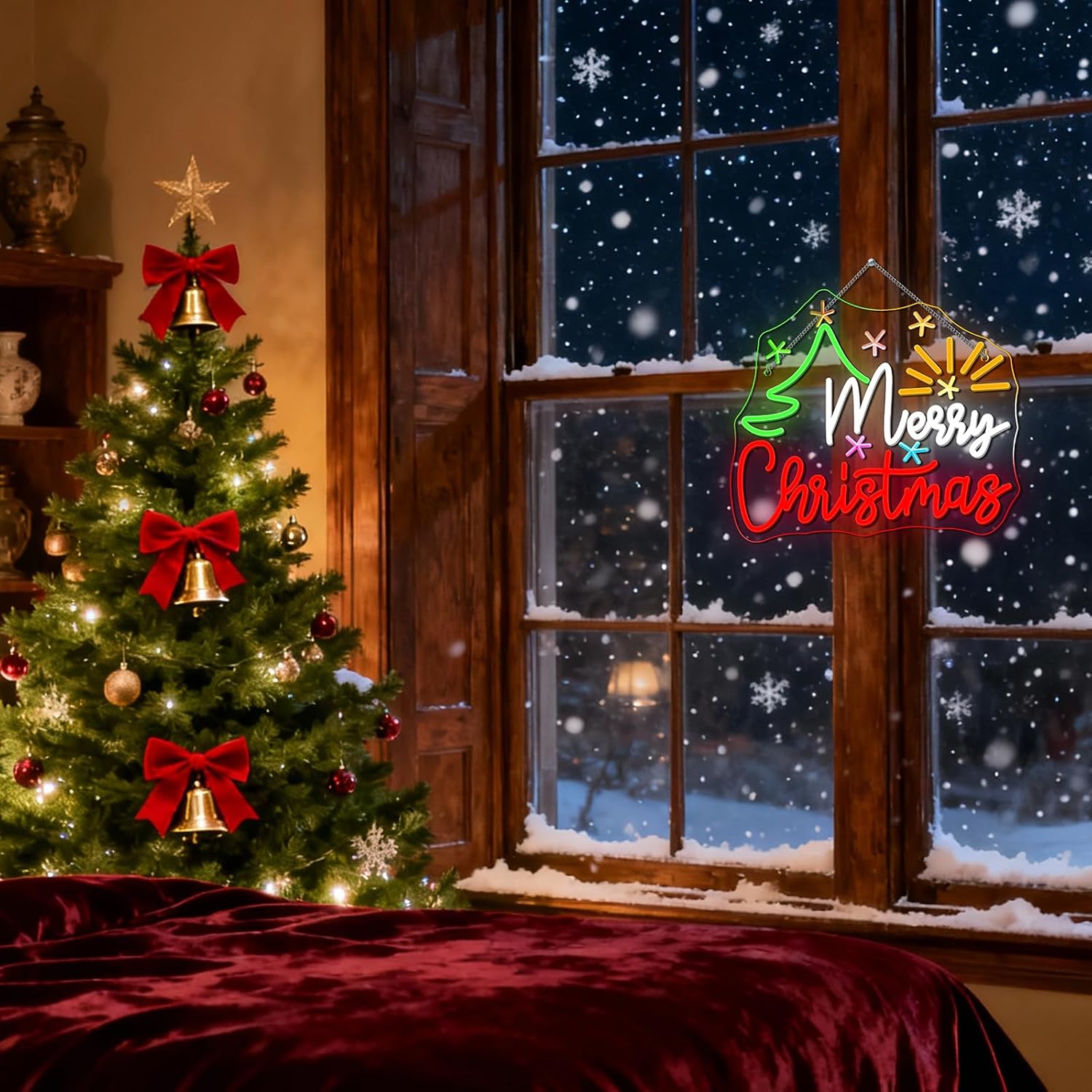 LED Neon Sign Merry Christmas  - đánh giá và giá Wall Decor Lighting Tree