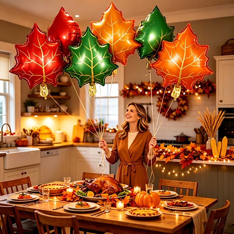 7Pcs Autumn Maple Leaf Foil Ba - đánh giá và giá Orange Lighting Decor