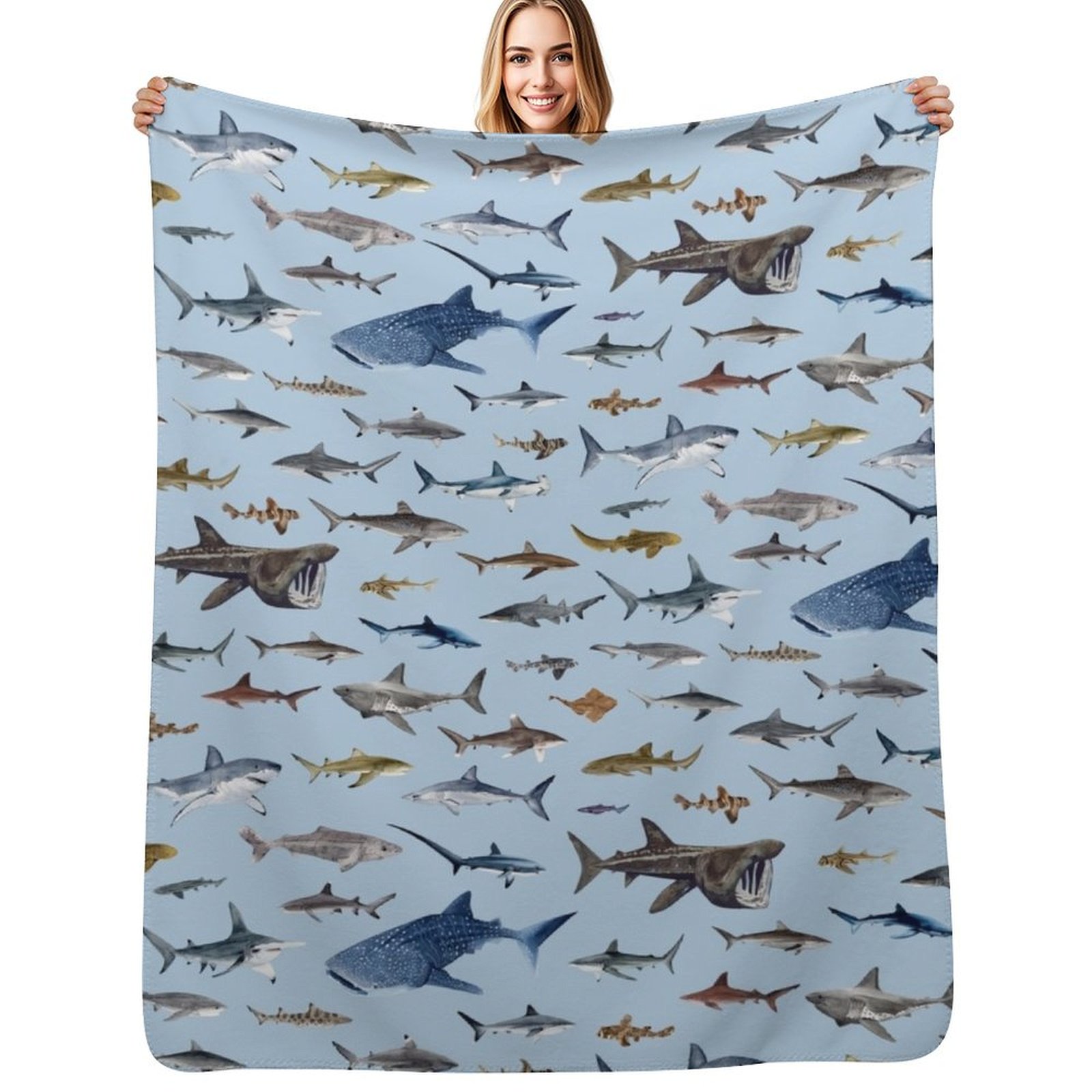 SHARKS poster-light blue Throw - đánh giá và giá Lighting Decoration Ideas For Home