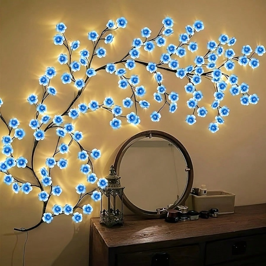 1pc 72 LEDS Blue Cherry Blosso - đánh giá và giá Wall Decor Lighting Tree