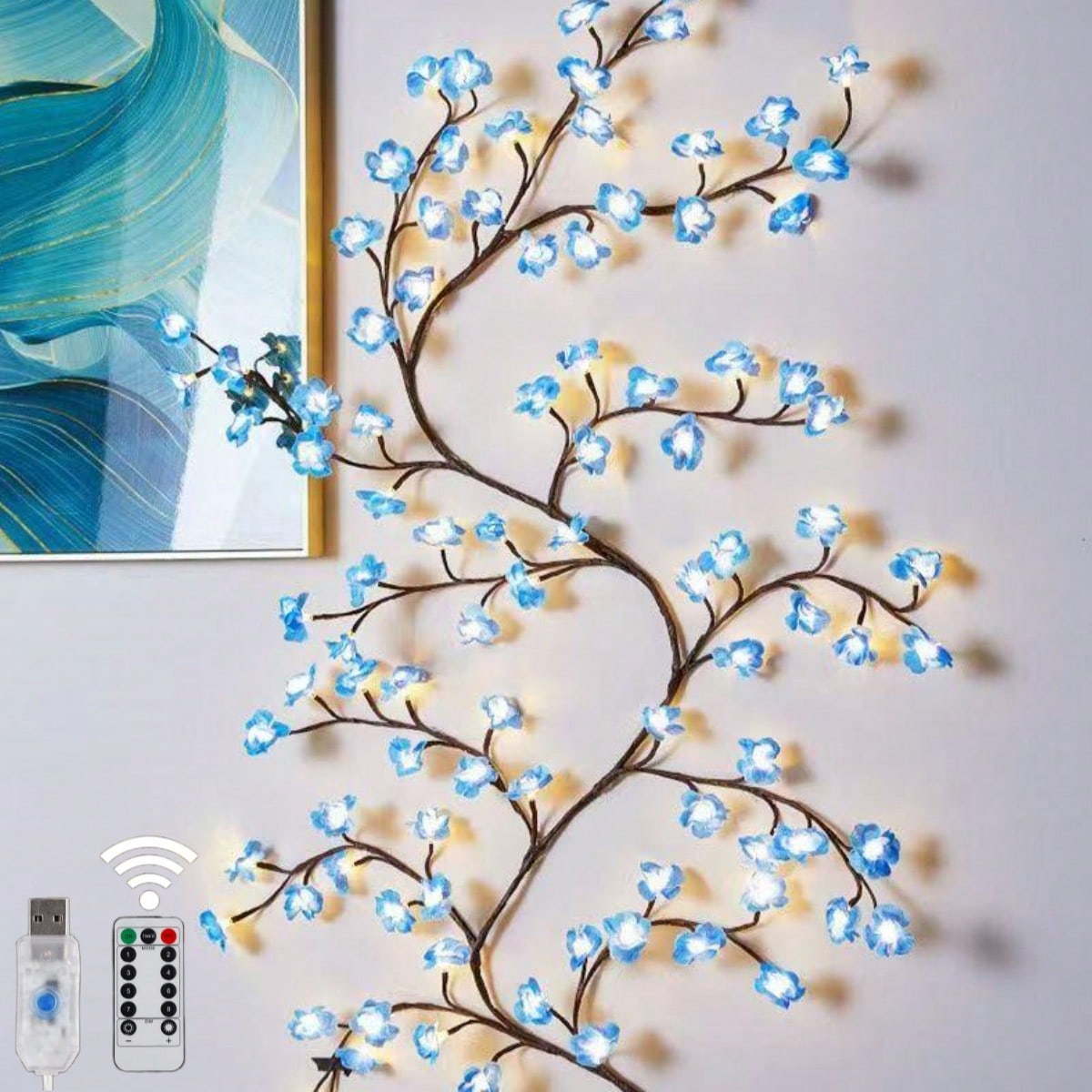 1pc 72 LEDS Blue Cherry Blosso - đánh giá và giá Wall Decor Lighting Tree