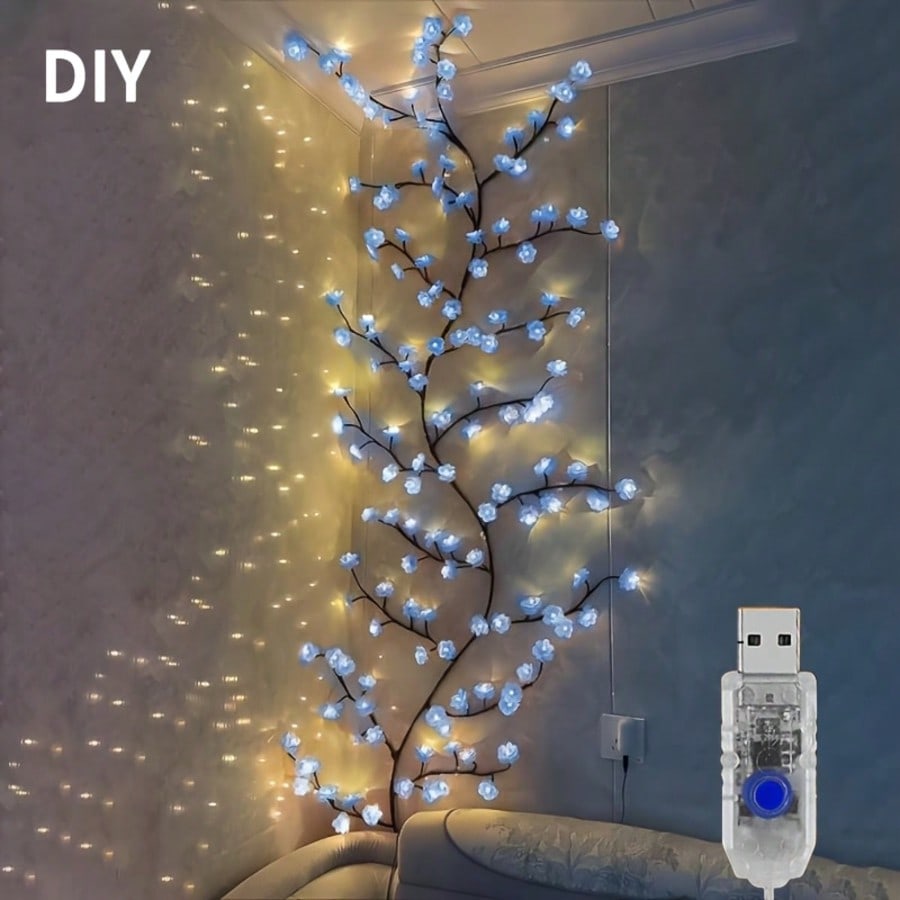 1pc 72 LEDS Blue Cherry Blosso - đánh giá và giá Wall Decor Lighting Tree