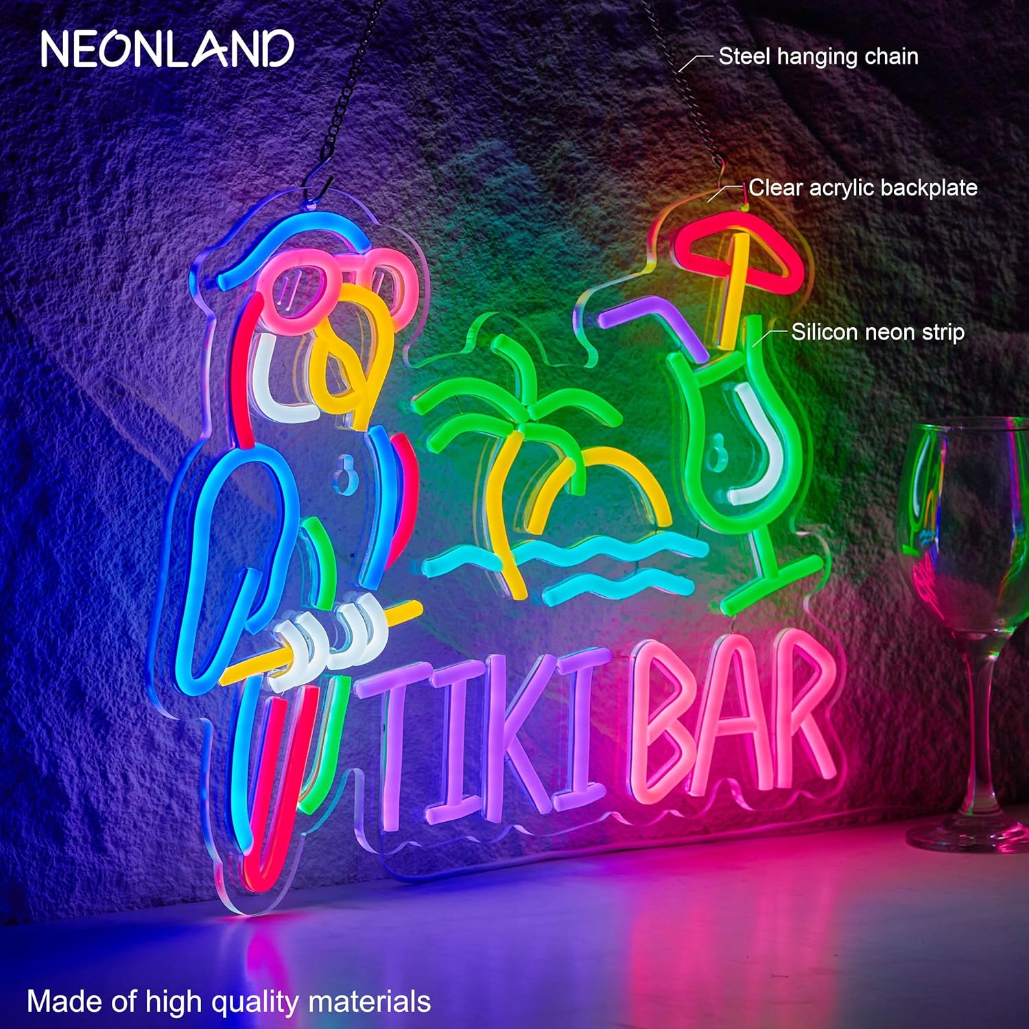 Tiki Bar Parrot Palm Tree Neon - đánh giá và giá Wall Decor Lighting Tree
