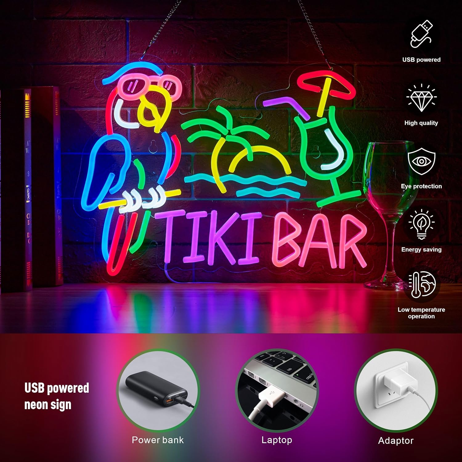 Tiki Bar Parrot Palm Tree Neon - đánh giá và giá Wall Decor Lighting Tree