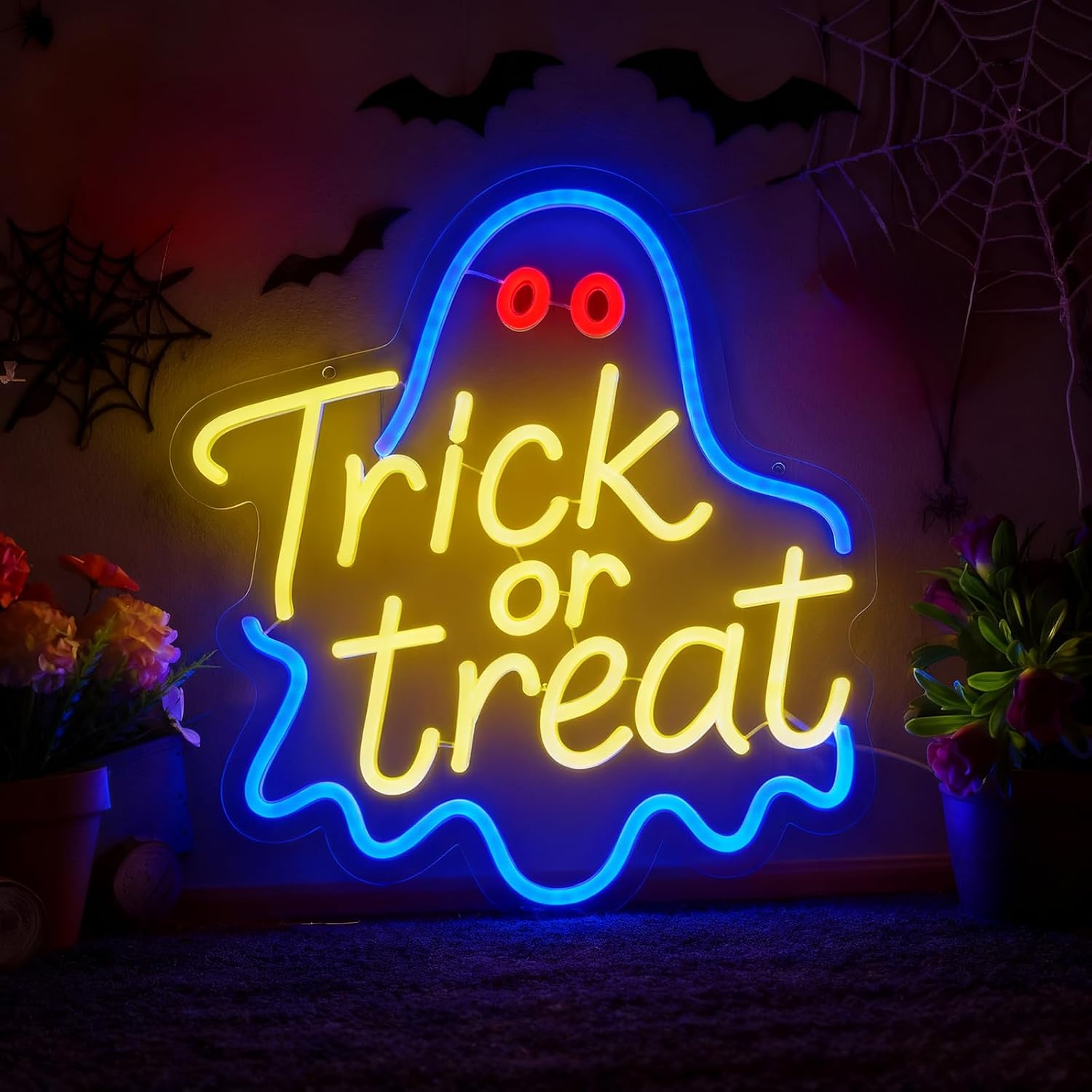 Trick or Treat Ghost Neon Sign - đánh giá và giá Home Decor Lighting Tricks
