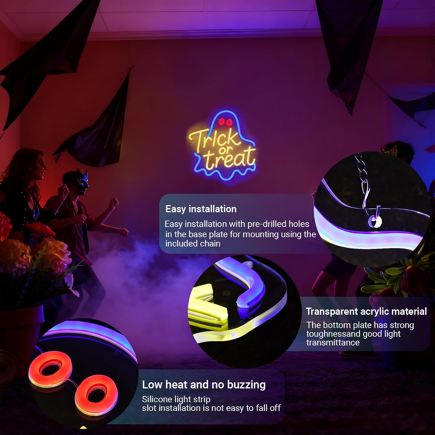 Trick or Treat Ghost Neon Sign - đánh giá và giá Home Decor Lighting Tricks
