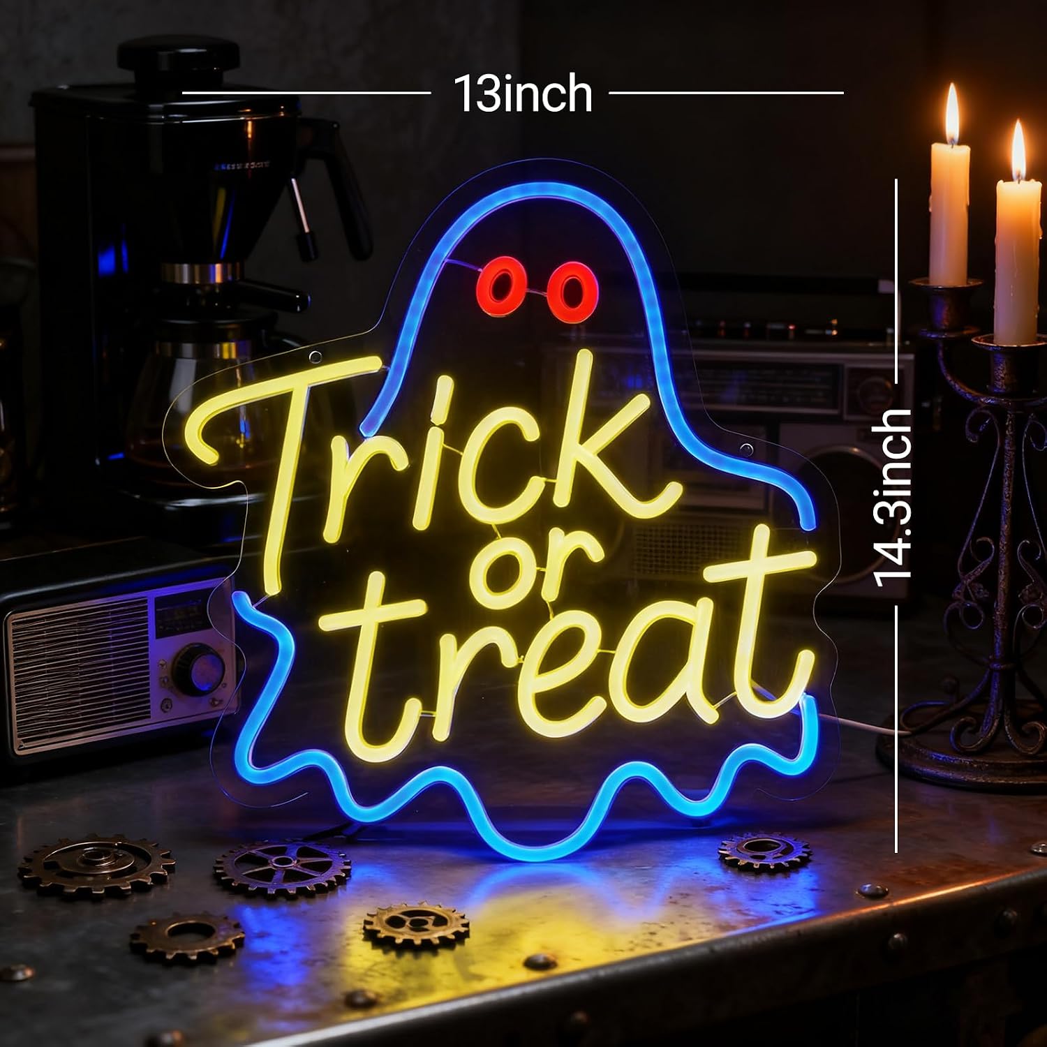 Trick or Treat Ghost Neon Sign - đánh giá và giá Home Decor Lighting Tricks