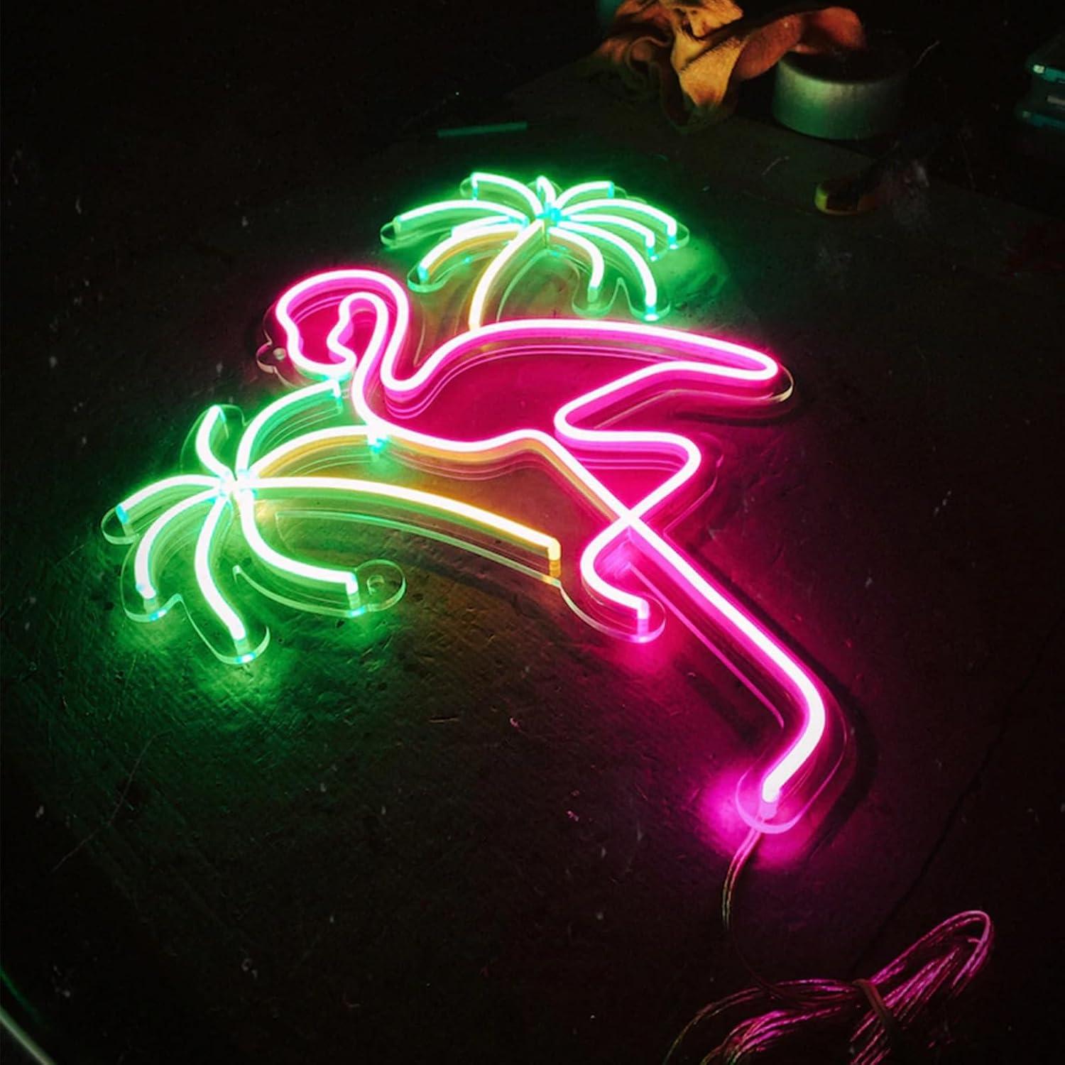 Flamingo And Palm Tree Neon Si - đánh giá và giá Wall Decor Lighting Tree