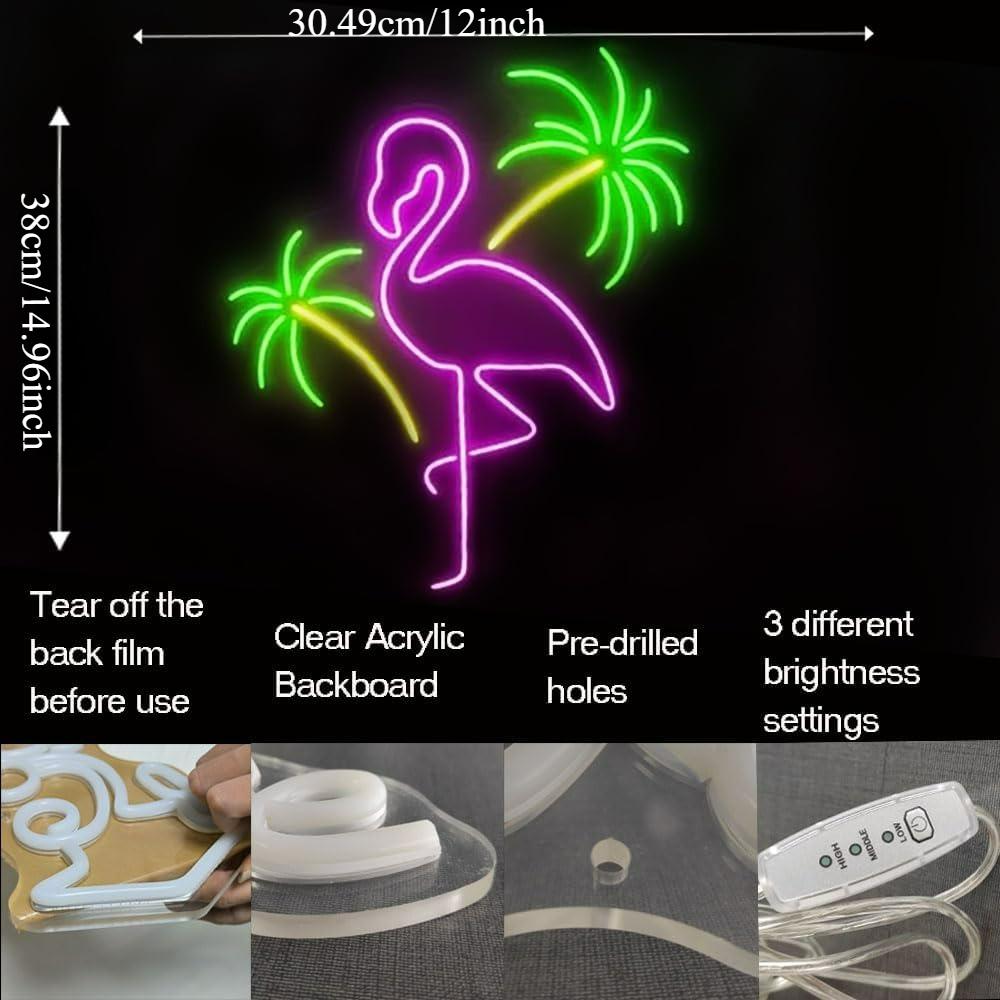 Flamingo And Palm Tree Neon Si - đánh giá và giá Wall Decor Lighting Tree