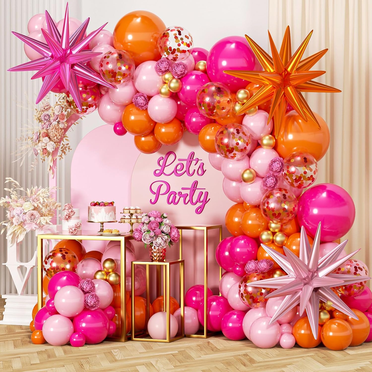 89Pcs  Hot Pink Orange Metalli - đánh giá và giá Orange Lighting Decor